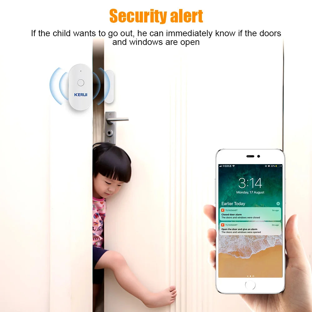 KERUI Tuya Smart Home WiFi Door Sensor Alarm Window Open Closed Detectors Magnetic Switch APP Alert Car Garden Security System - Home Smart Direct