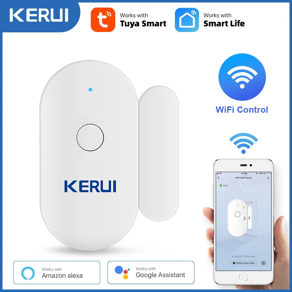 KERUI Tuya Smart Home WiFi Door Sensor Alarm Window Open Closed Detectors Magnetic Switch APP Alert Car Garden Security System - Home Smart Direct