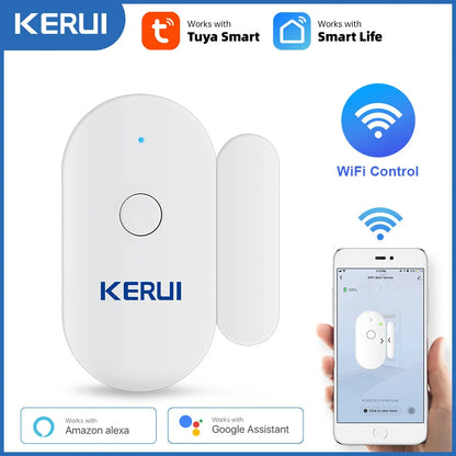 KERUI Tuya Smart Home WiFi Door Sensor Alarm Window Open Closed Detectors Magnetic Switch APP Alert Car Garden Security System - Home Smart Direct