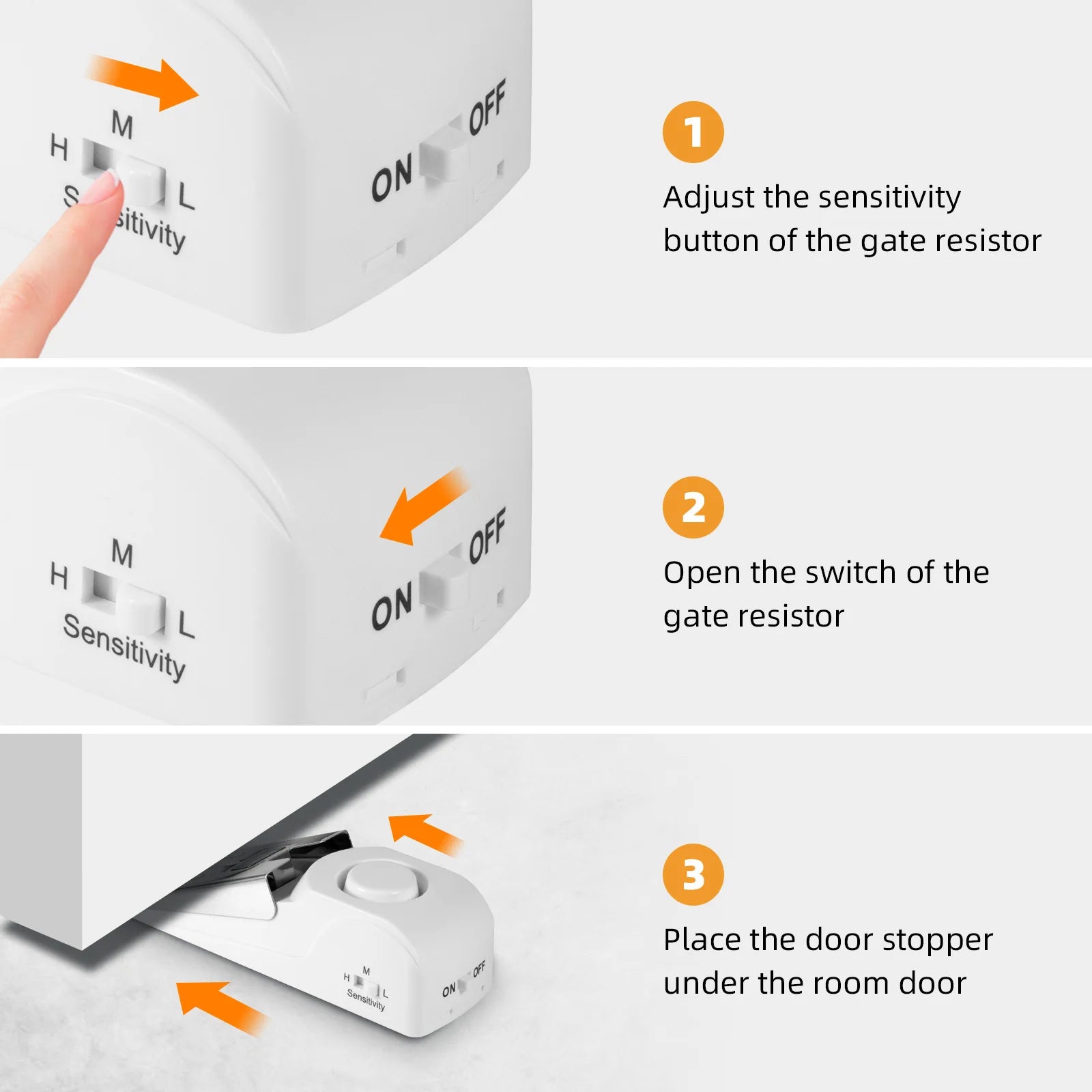 2pcs Door Stop Alarm with 120dB Siren Portable Door Stopper Security Alarm for Home Hotel 3 Levels Sensitivity Door Wedge Alarm - Home Smart Direct