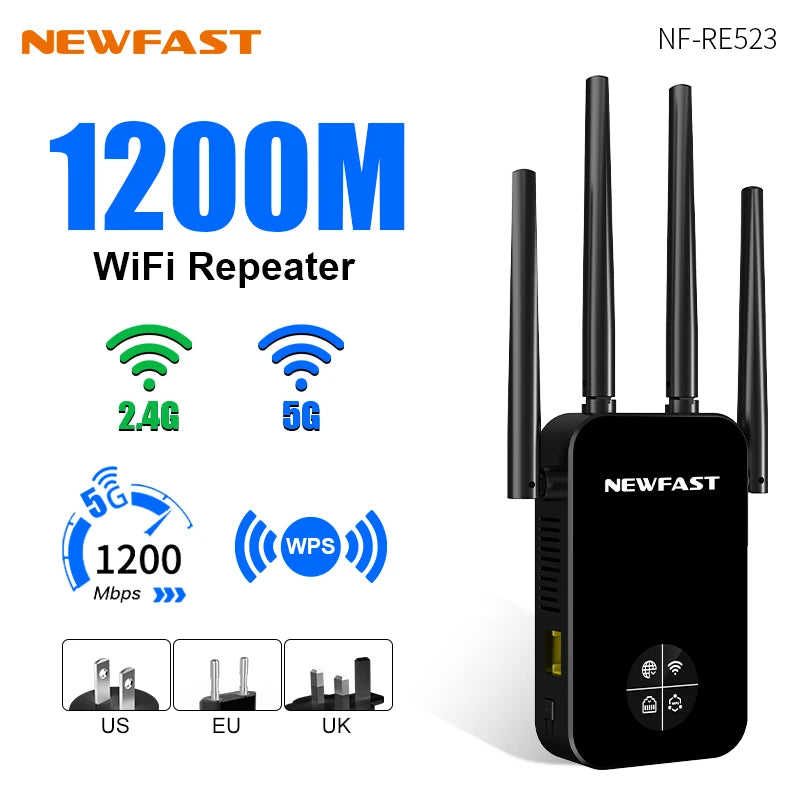 300 1200Mbps WiFi Repeater Long Range Signal Booster Dual Band Extender