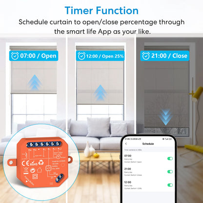 ZigBee Roller Shutter Blinds Curtain Switch Tuya Smart Life Percentage Progress Timer Voice Control Google Assistant Alexa - Home Smart Direct