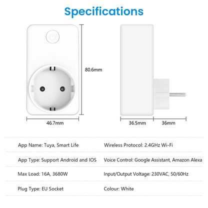 Smart WiFi Plug Outlet with Energy Monitoring
