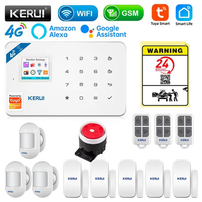 KERUI Security Alarm System Kit W184 4G WIFI GSM Alarm Wireless Home Tuya Smart APP Control Motion Sensor Burglar Support Alexa - Home Smart Direct
