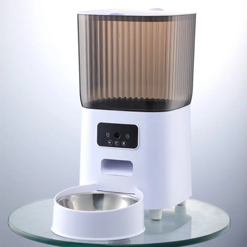 Smart Automatic Pet Feeder with Camera Voice Recorder and Dual Bowls