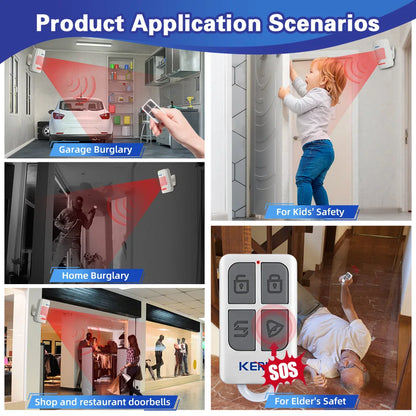 KERUI PIR Motion Alarm with Remote Wireless 433MHz Infrared Motion Sensor Detector Alarm/Doorbell Two Modes SOS for Elders Home - Home Smart Direct