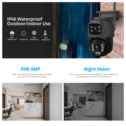 KERUI Wireless 6MP WIFI IP Dual Lens Camera 8CH NVR Kit Home Security System Surveillance Video Recorder 10.1 inch LCD Monitor - Home Smart Direct