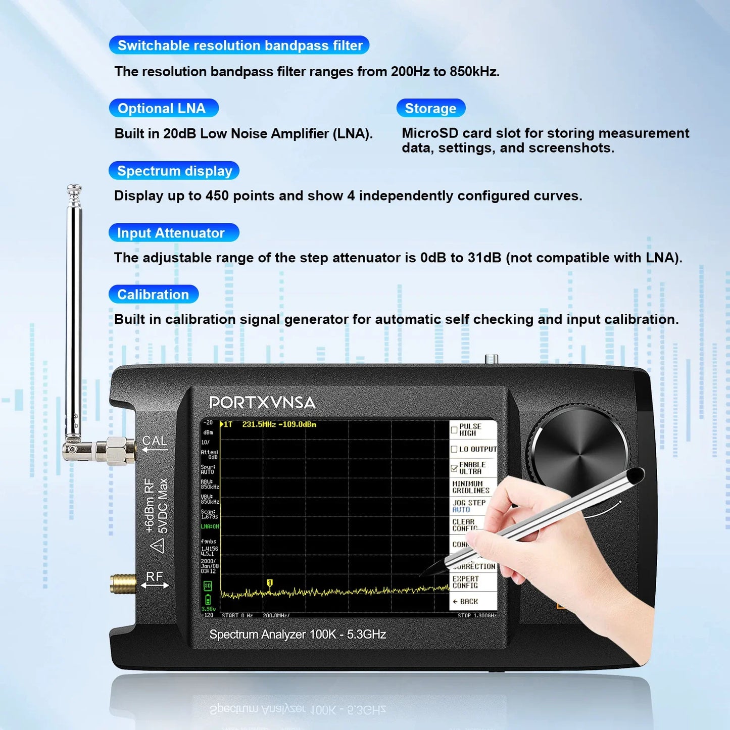 Multi Functional Spectrum Analyzer with Portable Design