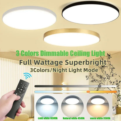Modern LED Ceiling Light with Remote Three Color Dimming - Home Smart Direct