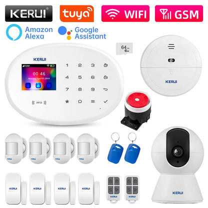 KERUI W202 Tuya Smart WIFI Alarm System Wireless Home Burglar Security Alarm System Control Siren Motion Detector Smoke Sensor - Home Smart Direct