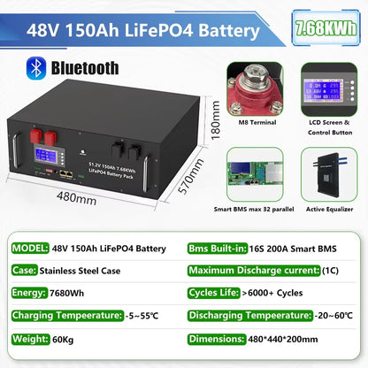 LiFePO4 Solar Energy Storage Battery with Smart BMS
