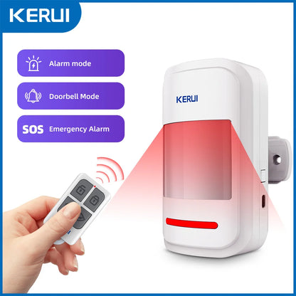 KERUI PIR Motion Alarm with Remote Wireless 433MHz Infrared Motion Sensor Detector Alarm/Doorbell Two Modes SOS for Elders Home - Home Smart Direct