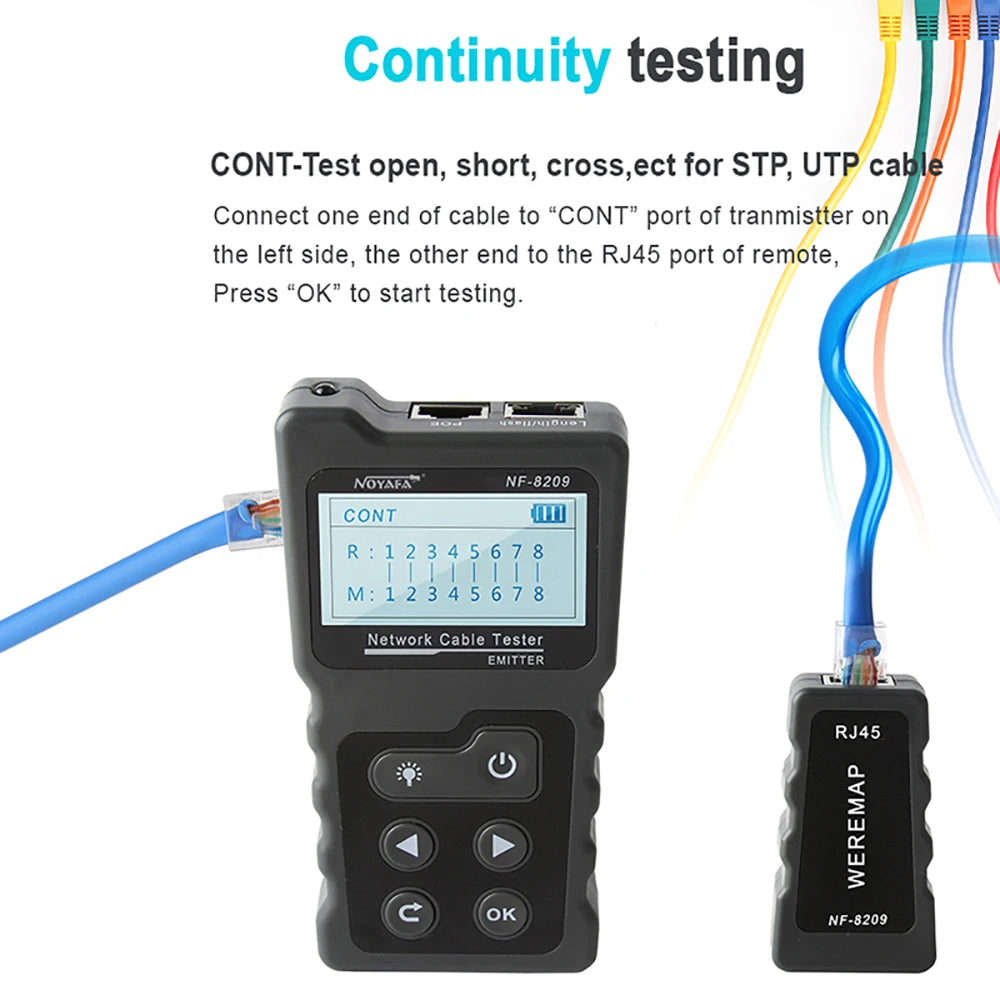 NOYAFA NF-8209 Cable Tester Wire Length Measure LAN POE Checker