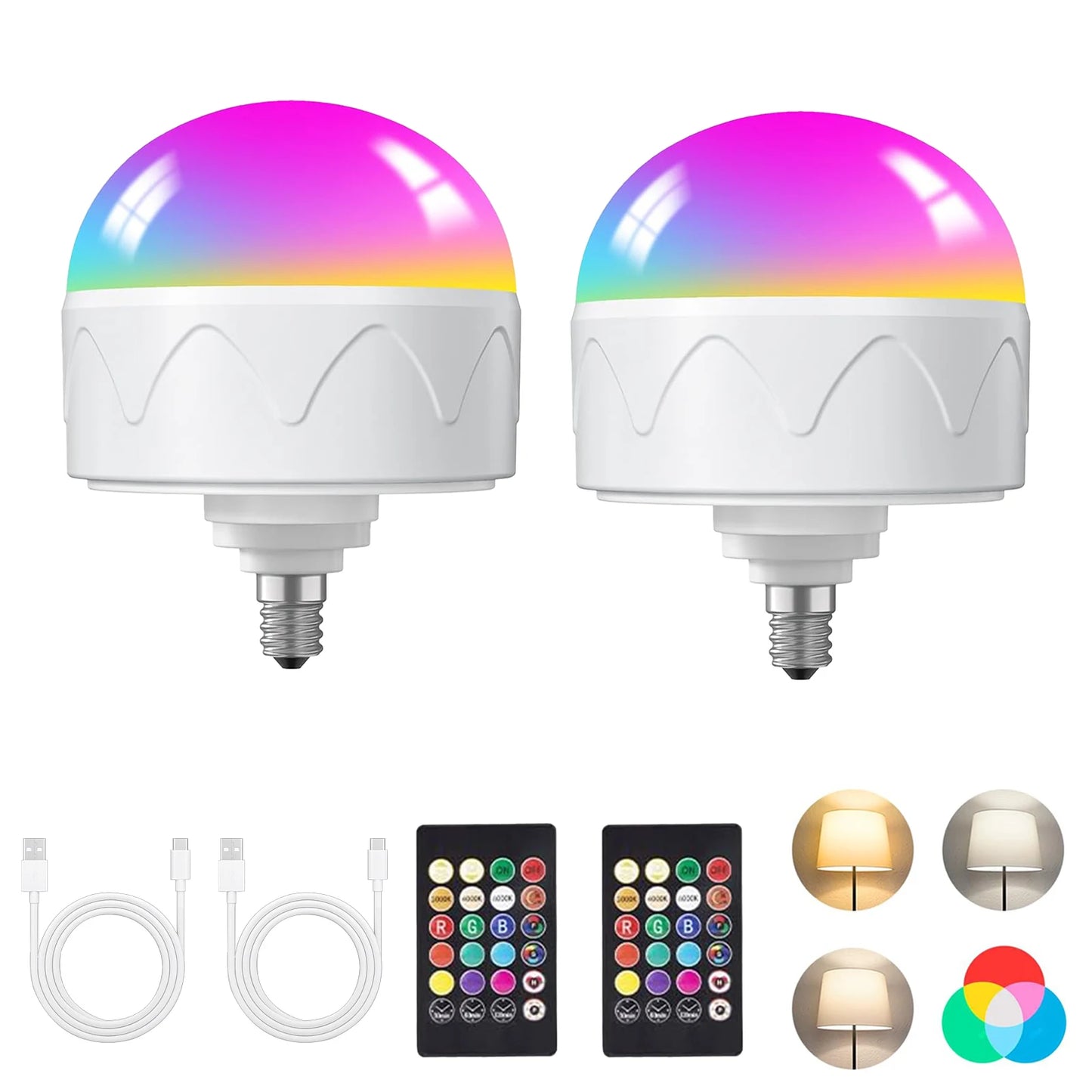 Rechargeable Light Bulb with Remote Detachable and Color Options - Home Smart Direct