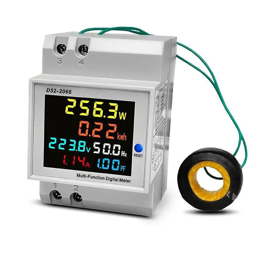 6-in-1 Din Rail AC Monitor Voltage Current Power Factor Energy Meter