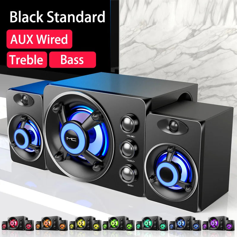 HiFi Stereo Bluetooth Speakers with LED Surround Sound Bar - Home Smart Direct