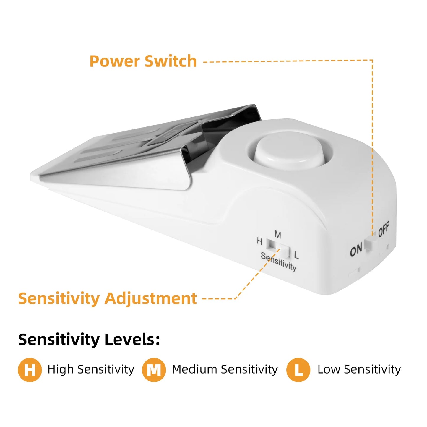 2pcs Door Stop Alarm with 120dB Siren Portable Door Stopper Security Alarm for Home Hotel 3 Levels Sensitivity Door Wedge Alarm - Home Smart Direct