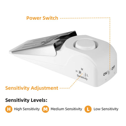 2pcs Door Stop Alarm with 120dB Siren Portable Door Stopper Security Alarm for Home Hotel 3 Levels Sensitivity Door Wedge Alarm - Home Smart Direct