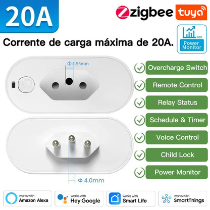 Smart WiFi Zigbee Plug with Power Monitor Voice Control