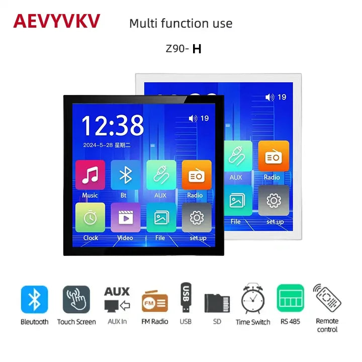 Bluetooth Wall Amplifier with Touch Screen and FM Radio Support - Home Smart Direct