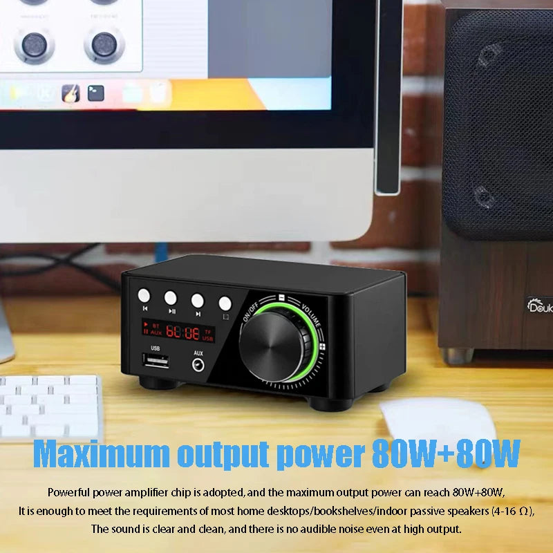 Mini HiFi Bluetooth Power Amplifier with USB AUX Input - Home Smart Direct