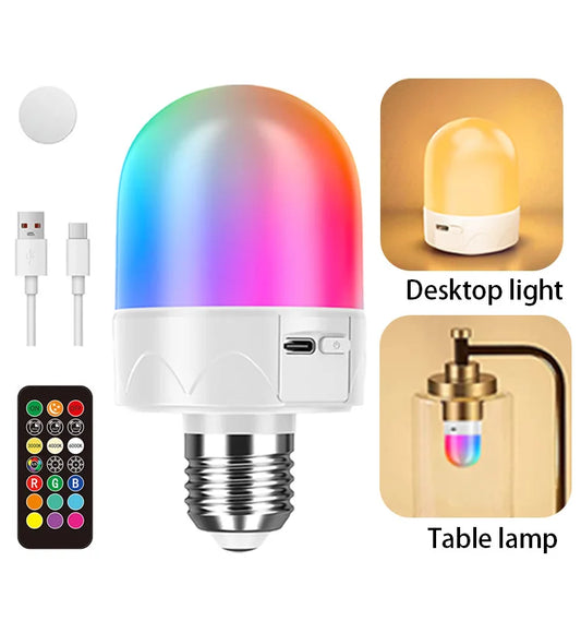 Rechargeable LED Bulb with Remote RGB for Indoor Decorative Lighting - Home Smart Direct