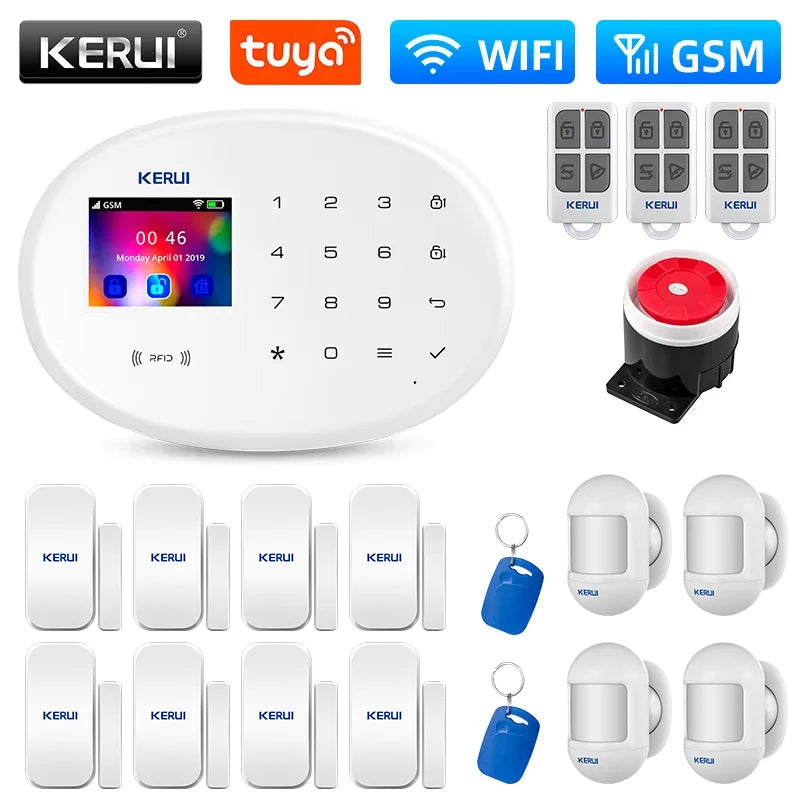 KERUI WIFI GSM Alarm System Kit W202 Home Security Protection Tuya Smart Support Alexa with Motion Detector Door Opening Sensor - Home Smart Direct