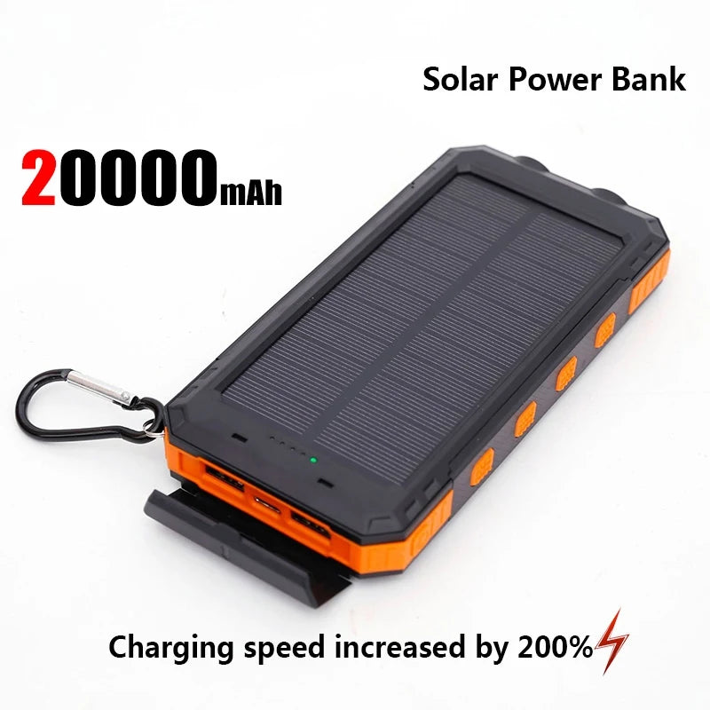 Solar Power Bank Portable Charger with Light for Outdoor Use