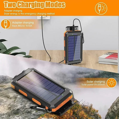 Solar Power Bank Portable Charger with Light for Outdoor Use