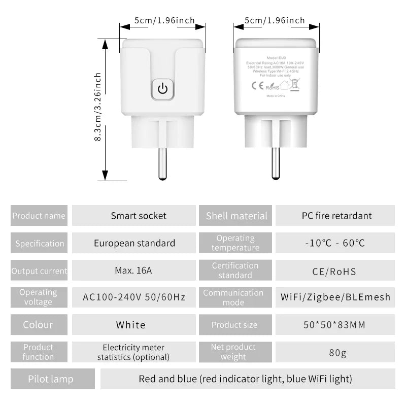 Smart Plug WiFi Bluetooth with Power Monitor and Voice Control
