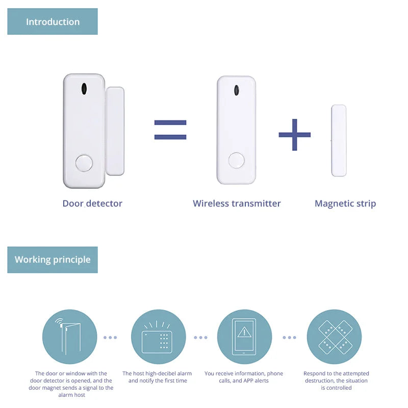 D10 Window Door Sensor Alarm 433MHz Wireless Magnet Sensor Detector Burglar An-theft For G20 G30 Home Security Alarm System - Home Smart Direct