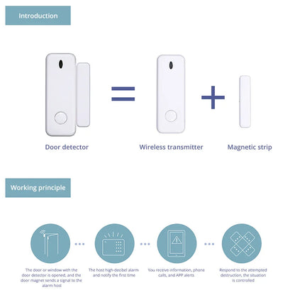 D10 Window Door Sensor Alarm 433MHz Wireless Magnet Sensor Detector Burglar An-theft For G20 G30 Home Security Alarm System - Home Smart Direct