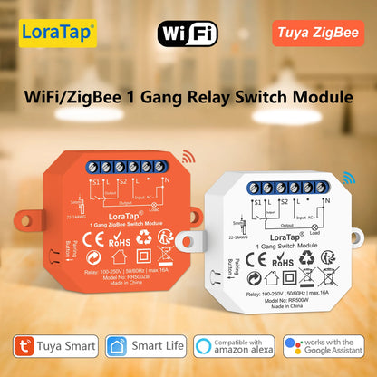 Tuya ZigBee/Wi-Fi Wireless Swith Relay Module 2 Way Control 16A Voice Control by Google Alexa - Home Smart Direct