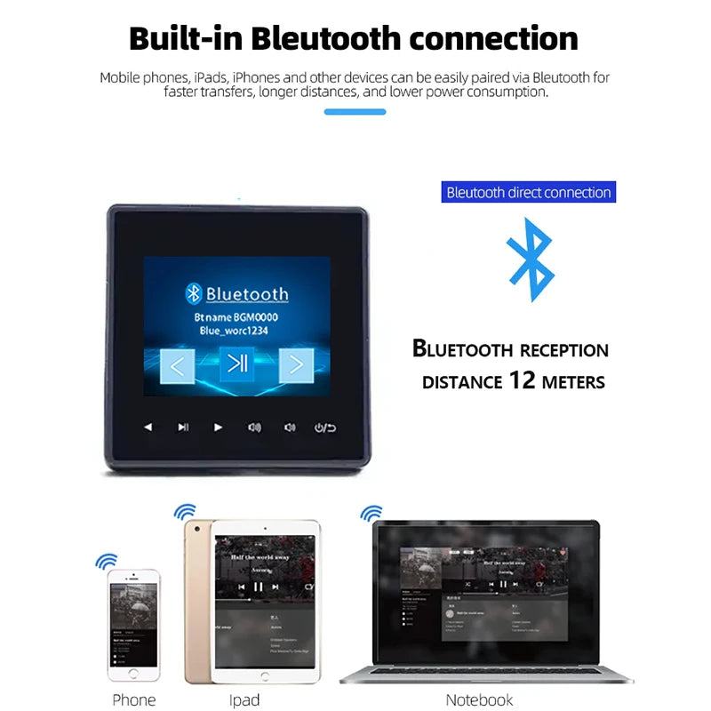 Bluetooth Wall Amplifier Touch Stereo Audio Panel - Home Smart Direct