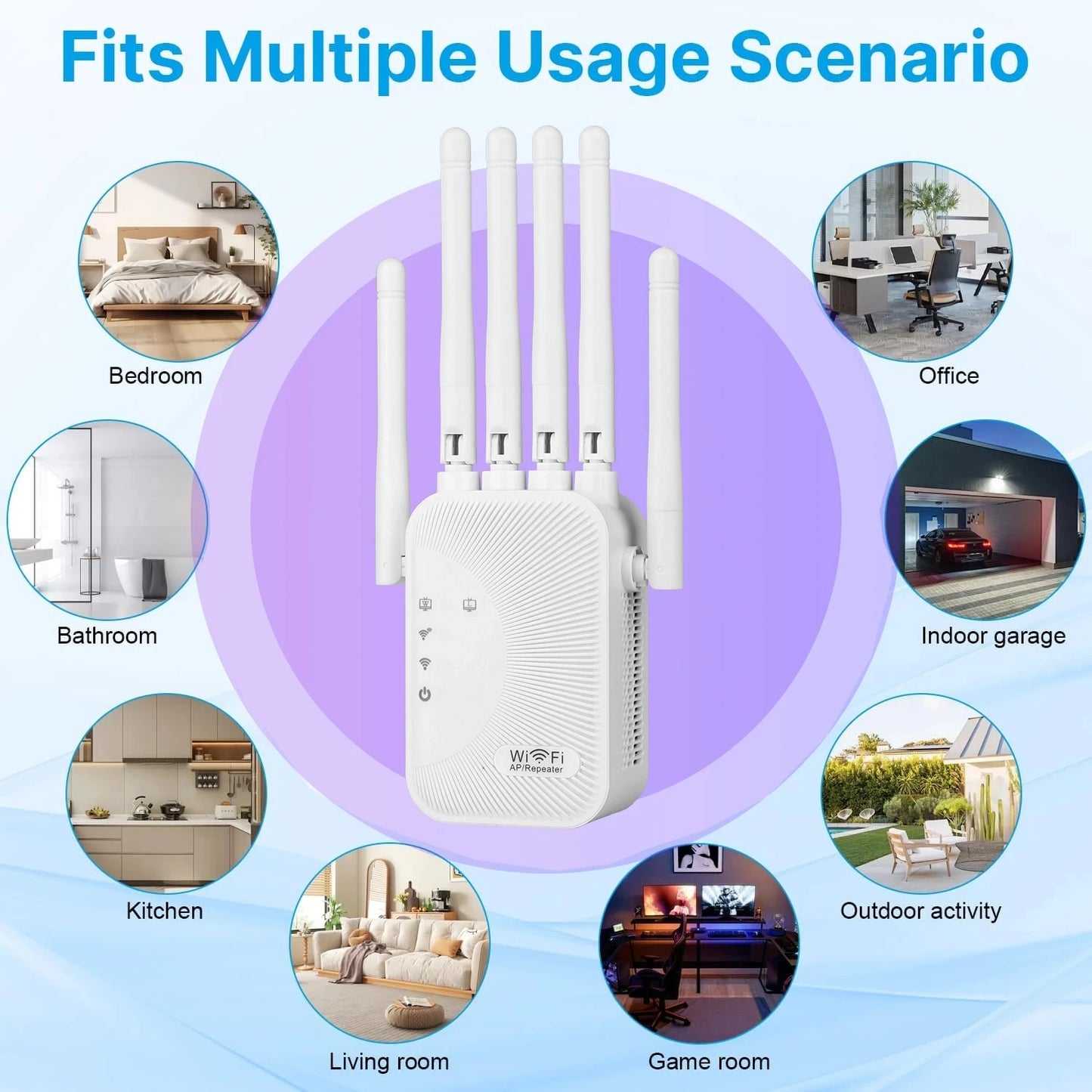 1200Mbps Dual Band WiFi Amplifier Wireless Network Extender Signal Booster