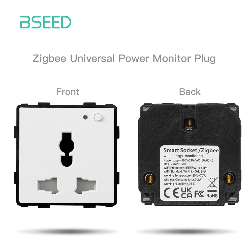 Smart Zigbee Wall Socket with Power Monitor and DIY Parts