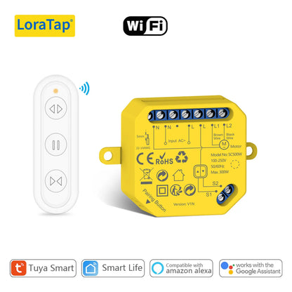 LoraTap Smart Curtains Blinds Relay Switch Module for Roller Shutter Works with Alexa Google Assistant App Control - Home Smart Direct