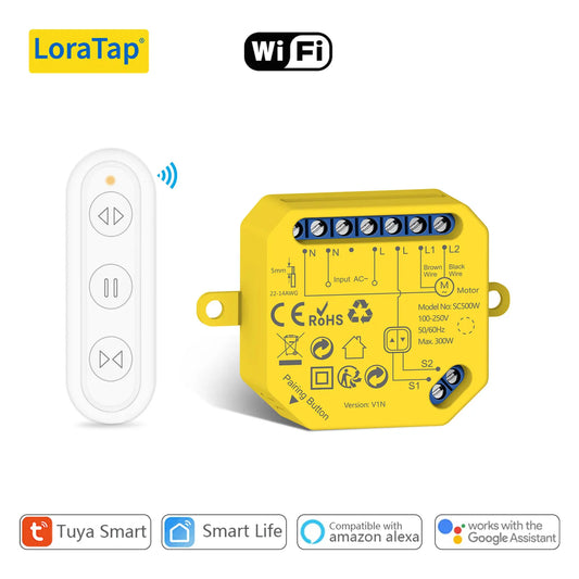 LoraTap Smart Curtains Blinds Relay Switch Module for Roller Shutter Works with Alexa Google Assistant App Control - Home Smart Direct
