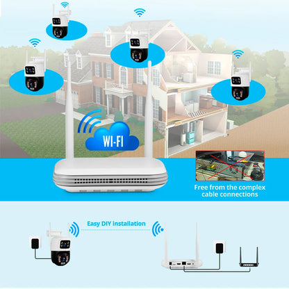 KERUI Waterproof 6MP HD Wireless Dual Lens PTZ WIFI IP Home Security Surveillance Camera System 8CH NVR Video H.265 CCTV Kit - Home Smart Direct