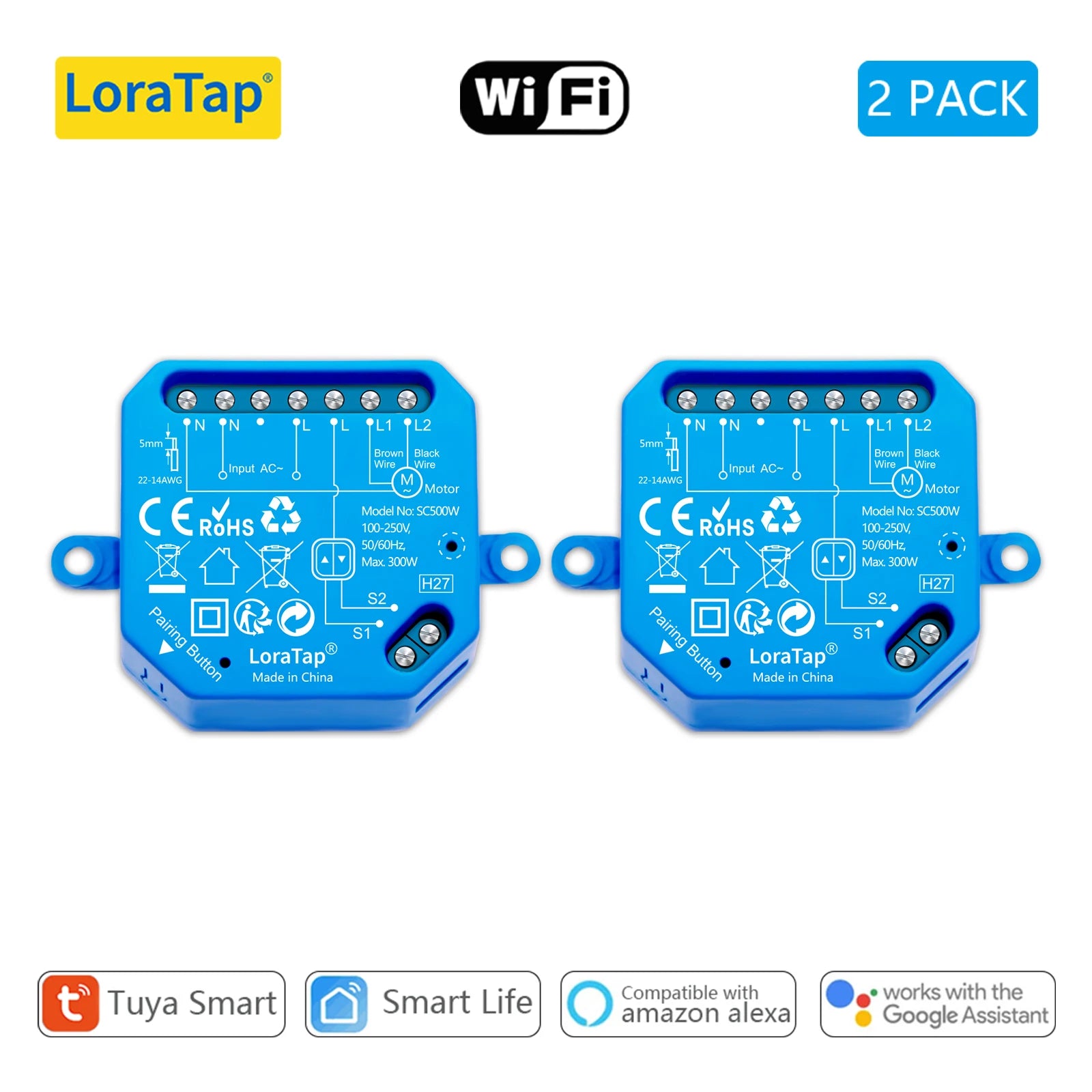 Tuya Smart Life WiFi Blind Curtain Switch Module for Rolling Shutter Google Home Alexa Voice Control App Timer DIY LoraTap - Home Smart Direct