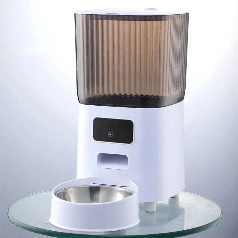 Smart Automatic Pet Feeder with Camera Voice Recorder and Dual Bowls