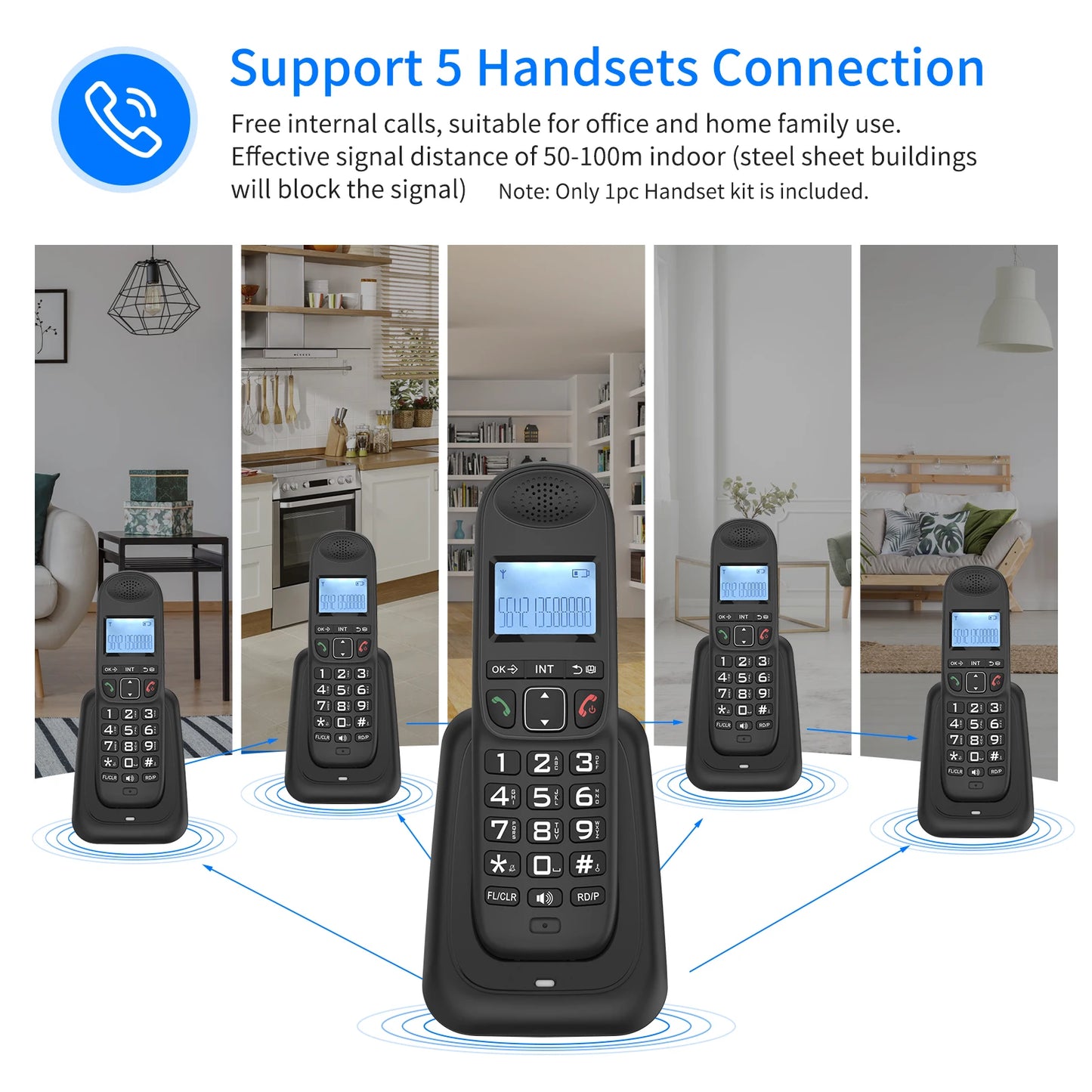 Cordless Phone System with Caller ID and Hands Free Calling