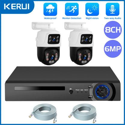 KERUI 2K 4MP 6MP HD POE Surveillance 8CH 16CH Camera System Dual Lens PTZ WIFI IP Home Security 8CH POE NVR Video H.265 CCTV Kit - Home Smart Direct