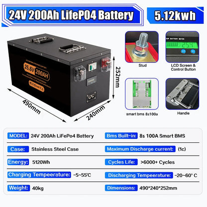 LiFePO4 Deep Cycle Battery for Solar Systems and RV Power