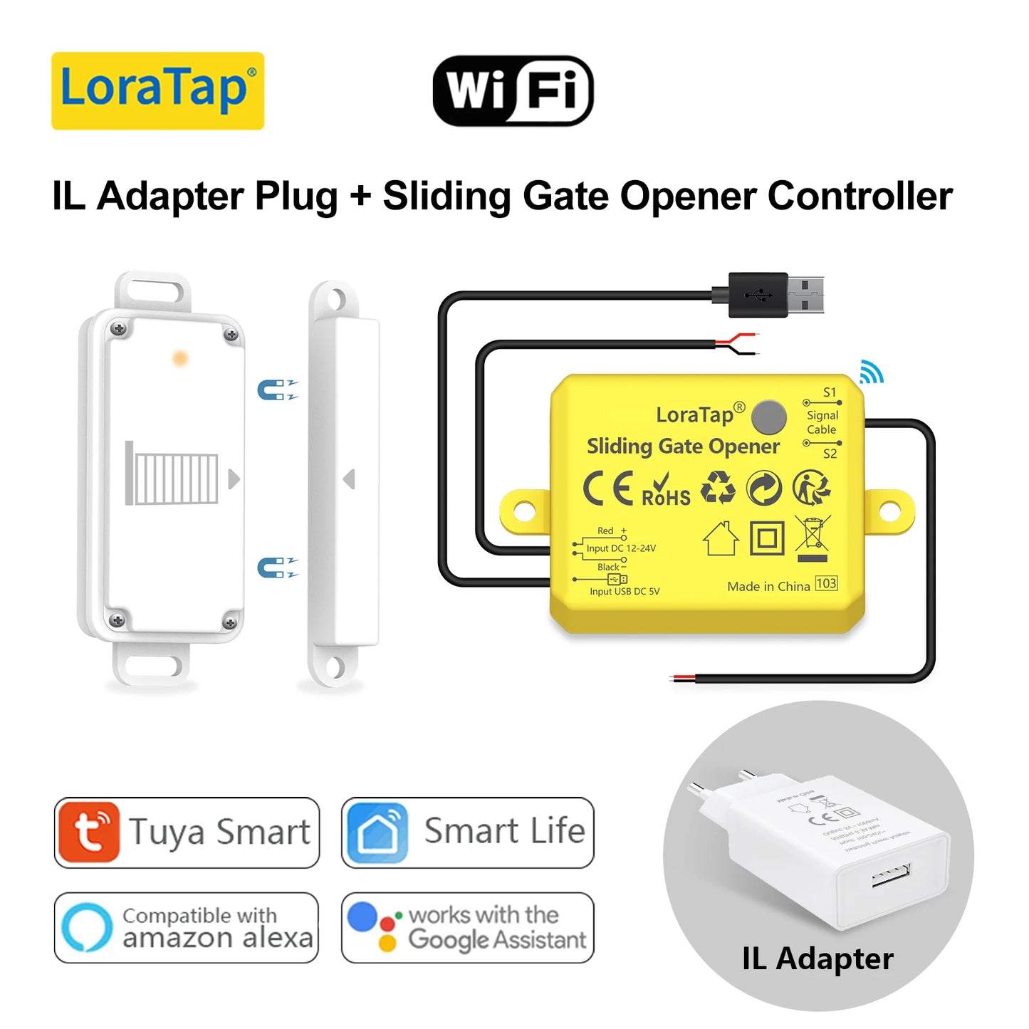 LoraTap Sliding Garage Door Opener Switch WiFi Motor Smart Life Google Home Electric Tuya Automation Slide Lock Controller - Home Smart Direct
