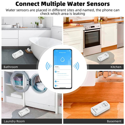 KERUI Tuya Smart Wireless Water Sensor Alarm 90db Water Leakage Detector Leak Alert Monitoring Leak and Drip Alarm For House - Home Smart Direct