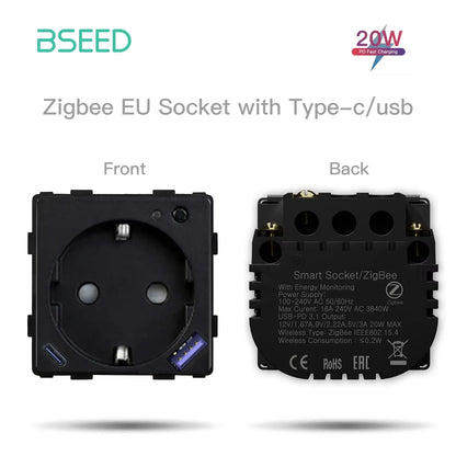 Smart Zigbee Wall Socket with Power Monitor and DIY Parts