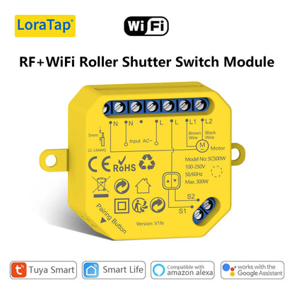 LoraTap Smart Curtains Blinds Relay Switch Module for Roller Shutter Works with Alexa Google Assistant App Control - Home Smart Direct