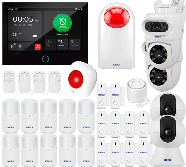 KERUI 7 Inch Full Touchscreen Wireless Burglar Alarm for House, 4G+WiFi Home Alarm System, Complete Set, Tuya Smart App Alarm - Home Smart Direct