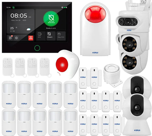 KERUI 7 Inch Full Touchscreen Wireless Burglar Alarm for House, 4G+WiFi Home Alarm System, Complete Set, Tuya Smart App Alarm - Home Smart Direct